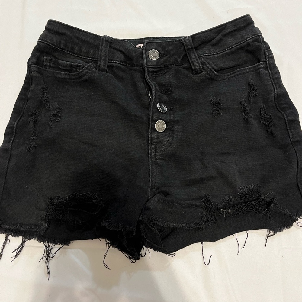 SO Black Frayed Jean Shorts